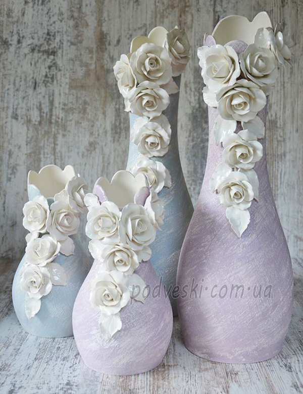 вазы керамика декор шебби шик розы
