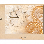 Настенные часы на натуральном холсте Жемчуга 30x40 см
