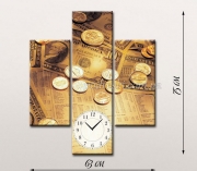 Модульная картина с часами Время-деньги