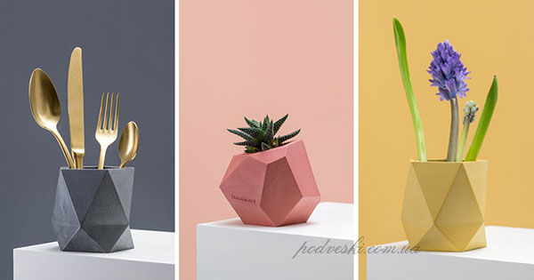 керамические вазы полигональные в интерьере декор подарок цена